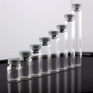 Sealed Glass Bottle with Four-Pronged Rubber Stopper, Small Gold Beads Storage, Slender Tall Experimental Vial, Mini Empty Bottle