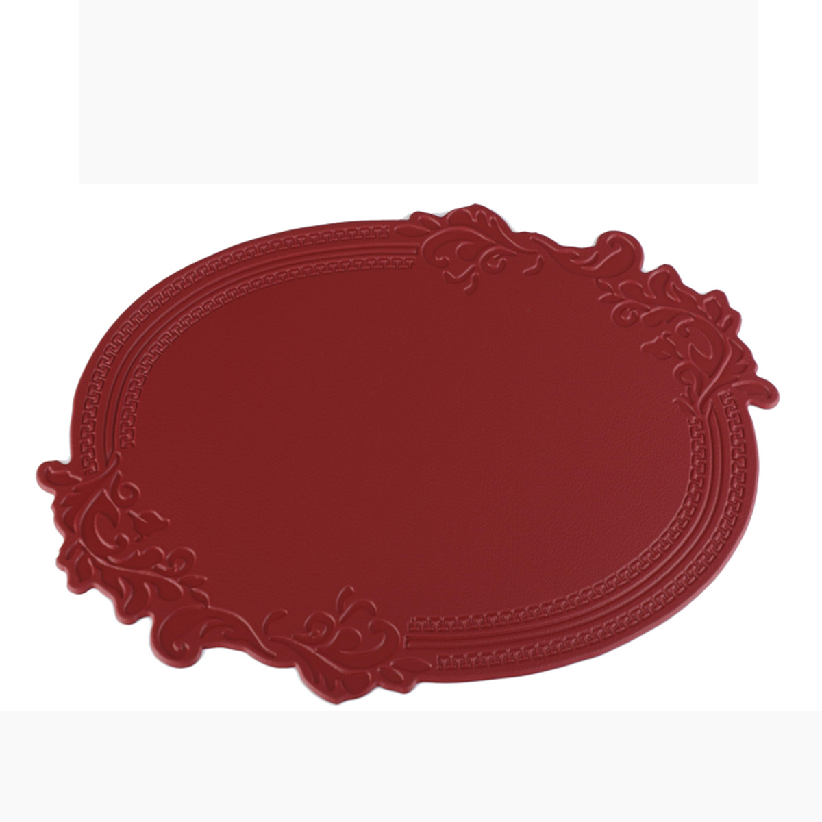 Oval en relieve de cuero placemat vintage corte en relieve PVC placemat antideslizante aislamiento occidental mantel estera impermeable estera