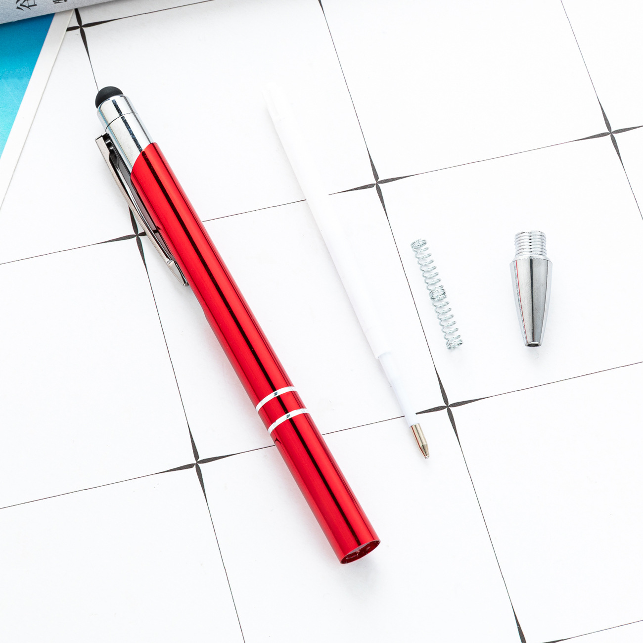 Bolígrafo de bola táctil mayorista de metal de aluminio capacitivo de mano pantalla táctil de doble propósito lápiz de capacitancia de metal