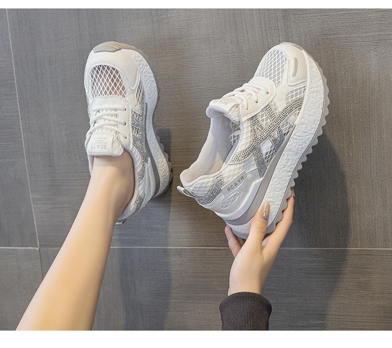 Giày sneaker nữ đế dày lưới thoáng khí phong cách thể thao — Xám 5073, Mơ 5073, Vàng 5073 chi tiết 26