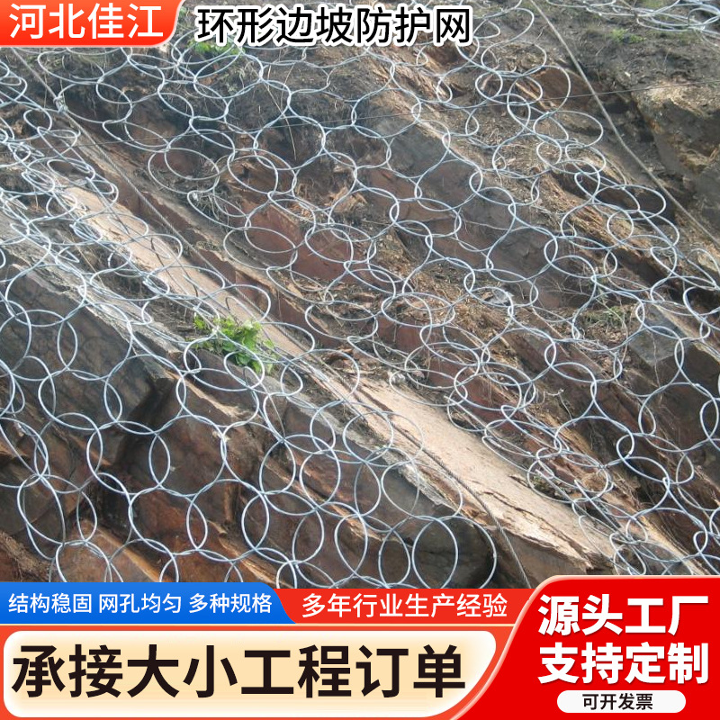 被动环形边坡防护网山体护坡镀锌固土网主动防落石安全钢丝绳网