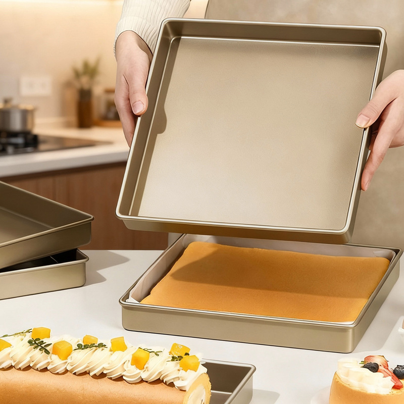 Non-Stick 28*28cm Thickeneded 11inch Square Baking Pan Cake Roll Nougat Biscuit Baking Mold for Oven
