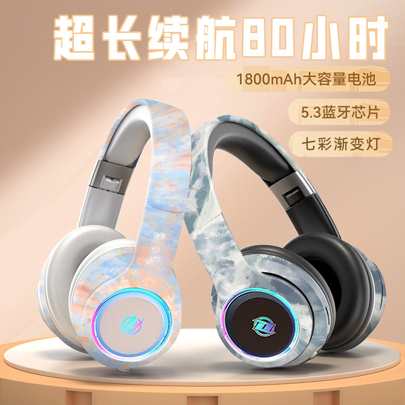 2025 National Trend Head-Mounted Wireless Bluetooth Headset High-Quality Original Graffiti Cross-Border Hot Model Factory Direct Sale 2025 National Trend Head-Mounted Wireless Bluetooth Headset High-Quality Original Graffiti Cross-Border Hot Model Factory Direct Sale