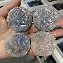 东海水晶天然强蓝光拉长石雕刻件拉长石月光石动物摆件天然水晶