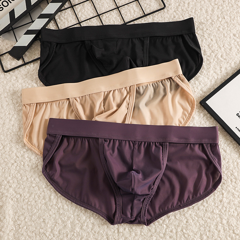 High-Cut Underwear Men's Ice Silk Briefs Men's Sexy Youth Sports Summer Boys' Underwear Wholesale