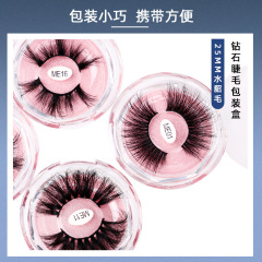 25mm假睫毛跨境鑽石透明水晶睫毛盒子歐美濃密纖長手工水貂毛睫毛