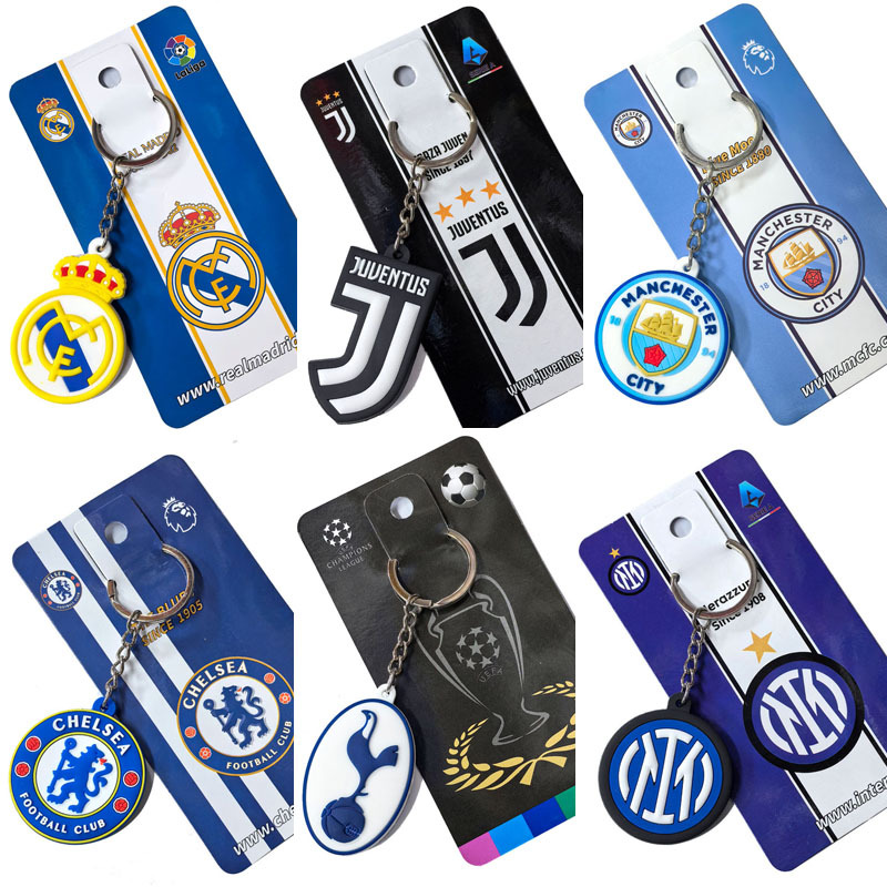 Tottenham Ac Milan Chelsea Real Madrid Inter Milan Atletico Madrid Roma Pvc Soft Rubber Team Logo Keychain Football Team Pendant