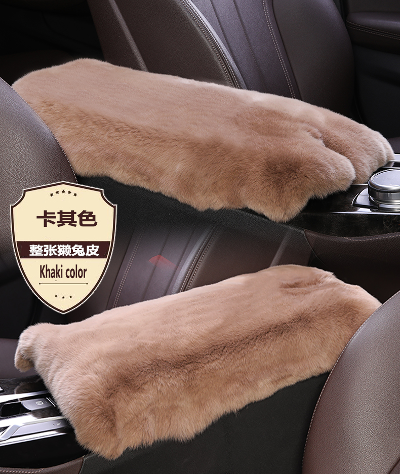 Rex Rabbit Fur Car Armrest Box Pad Winter New Style Universal