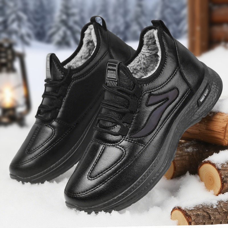 Zapatos de algodón, nuevos zapatos de invierno para hombres al aire libre más botas de nieve gruesas de terciopelo, botas cálidas y a prueba de frío, botas de poliuretano transfronterizas