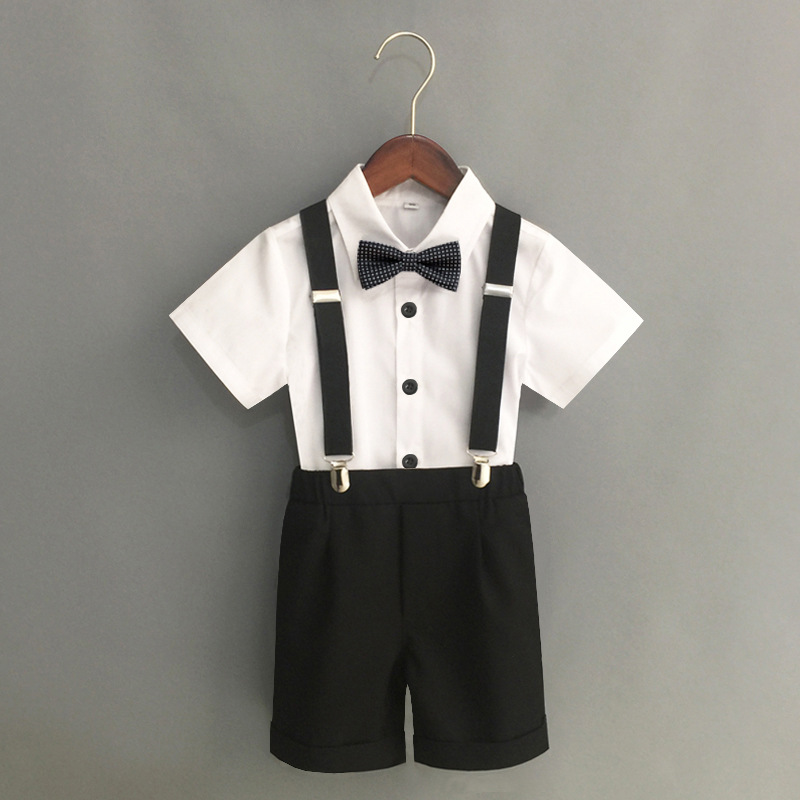 【成本價】男童背帶褲套裝夏季中小童英演出表演服主持人禮服短褲
