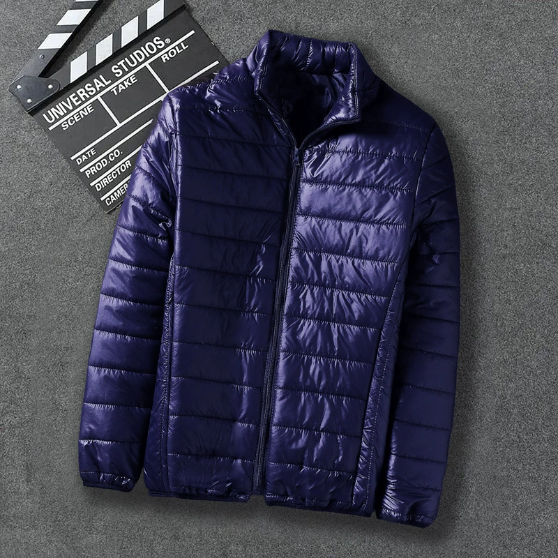 Light and thin men's down jacket with down with hood, plus size, slim fit