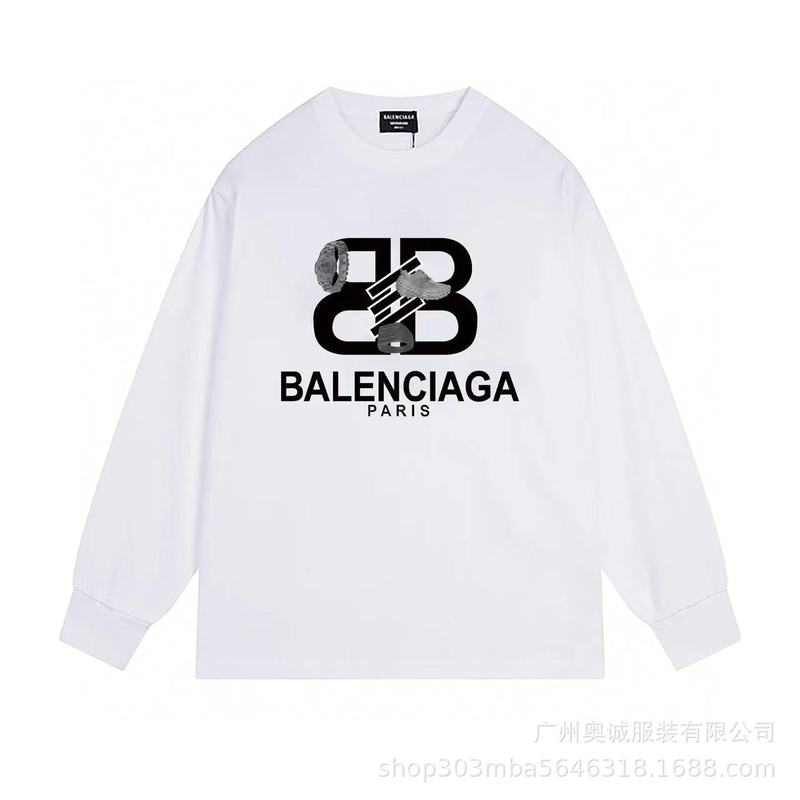 跨境外贸24ssB家秋季BB家logo印花长袖280克精梳棉长袖t 恤男女款|undefined