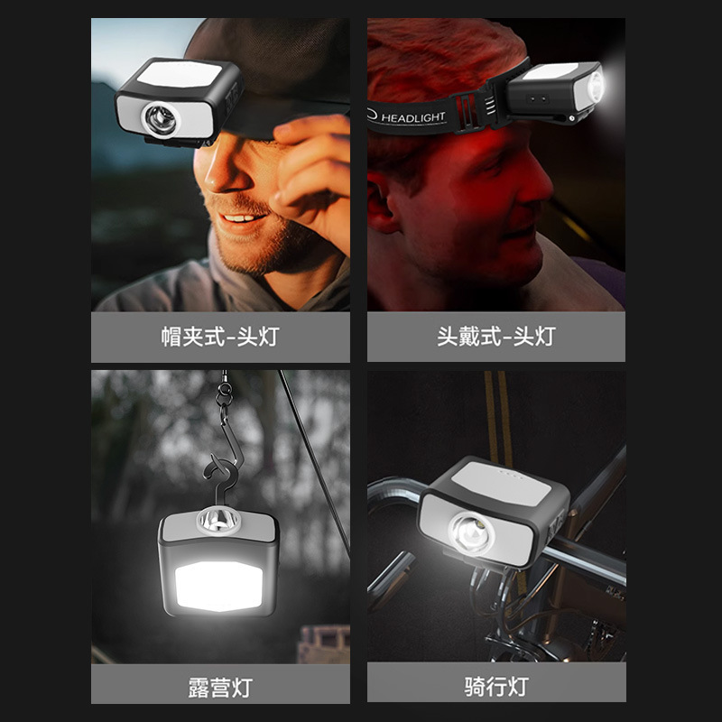 Clip de sombrero al aire libre camping headlight induction night fishing headlight recargable headlight impermeable luz roja de alta intensidad luz de emergencia