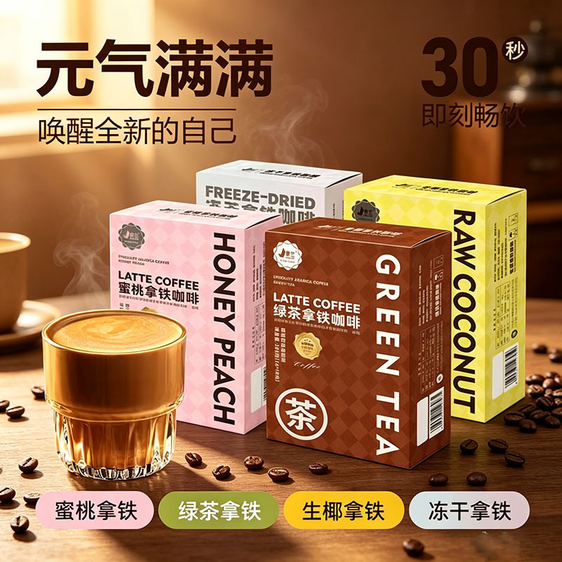 Jinglan Coconut Latte/Peach Latte/Green Tea Latte/Frozen Freeze-Dried Latte Coffee 288g Instant Coffee in Stock Jinglan Coconut Latte/Peach Latte/Green Tea Latte/Frozen Freeze-Dried Latte Coffee 288g Instant Coffee in Stock