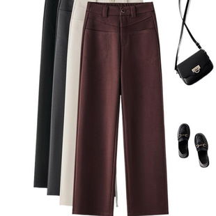 Autumn and Winter New 2025 Velvet Thickened High Waist Elegant Slimming Stretch Narrow Edition Straight Wutong Pants