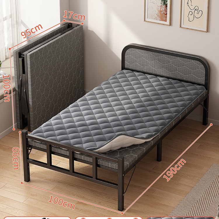 Cama plegable Cama simple para el hogar individual Cama supletoria Cama pequeña para el almuerzo de 1,2 m Cama de hierro dura para adultos