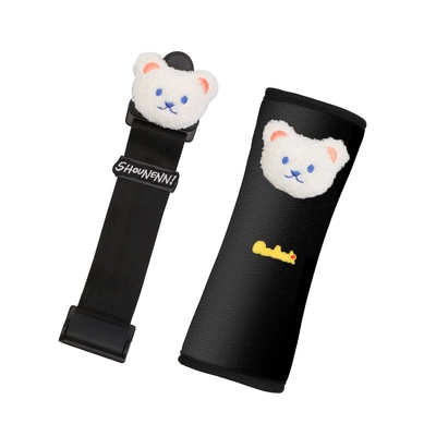 Seat belt shoulder pad, Children's Seat Belt Adjustment - white-bear-fixer-shoulder-pad
