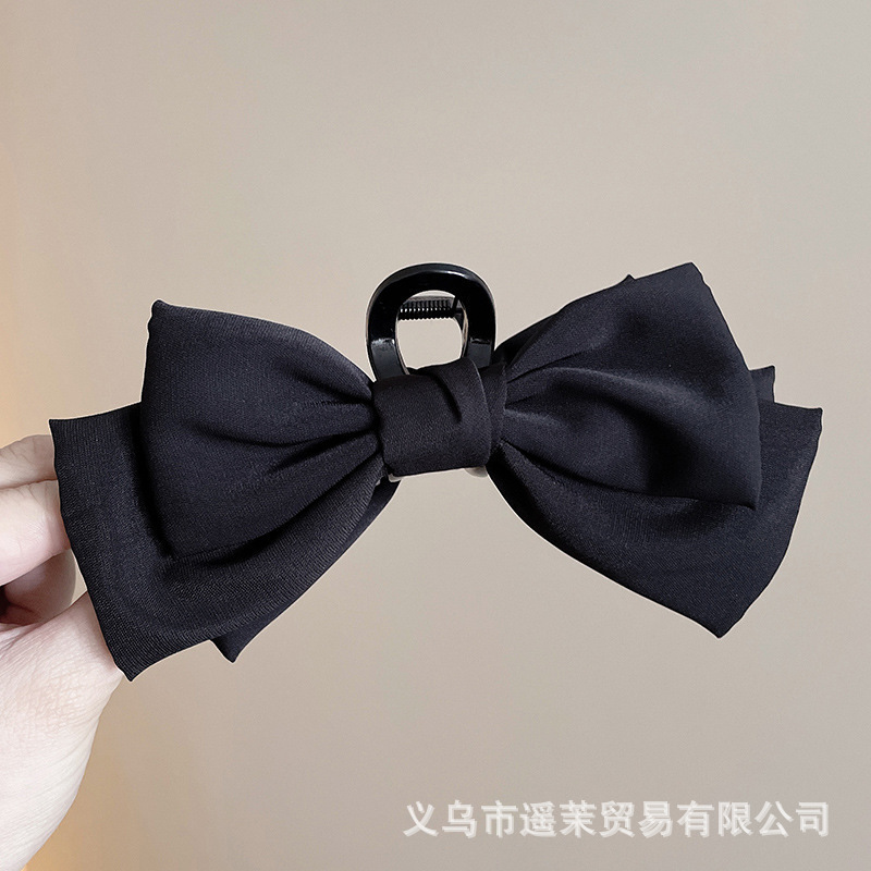 轻奢气质黑色蝴蝶结泡泡抓夹女2025高级感后脑勺发夹鲨鱼夹子头饰|undefined