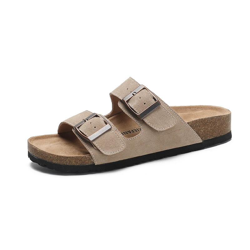Retro beach slippers, sandals, genuine leather, large size  (43), plus size