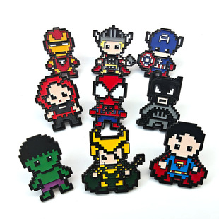 Cartoon Pixel Avengers Brooch Creative Spiderman Iron Man Marvel Badge Superhero Pin