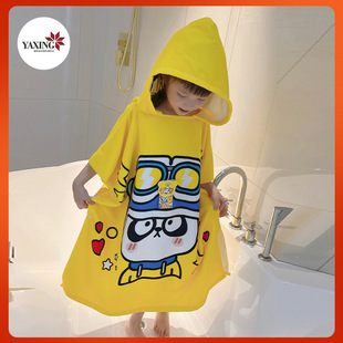 ♔ Co-Branded Beerus Children's Bath Towel Cape, Kids' Hooded Bathrobe with Cartoon Print, Wearable Bath Towel Wholesale