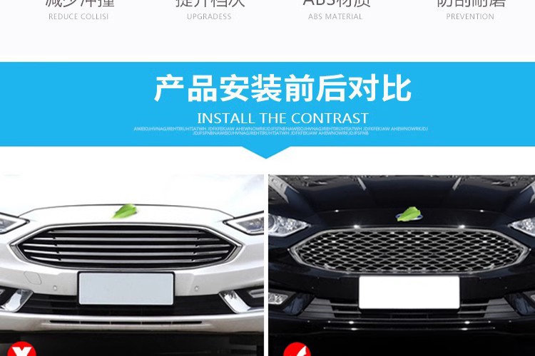 Suitable for 13/16/17/18/19 Models of the New Mondeo, Modified Honeycomb Mustang Style Upper Air Intake Grille with Chrome Plating