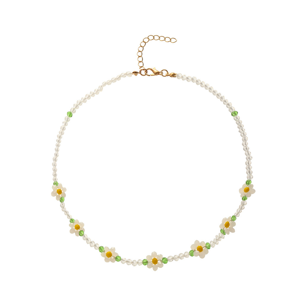Fashion Flower Alloy Beaded Necklace