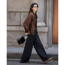 温和绒意秋季极简复古派翻领灯芯绒橡筋下摆宽松小个子女外套