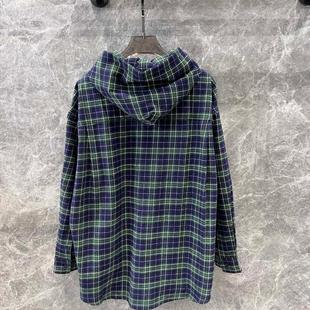Xiaozhong Autumn and Winter New Plaid Long-sleeved Hooded Shirt Jacket Loose Large-fit Slimming Unisex