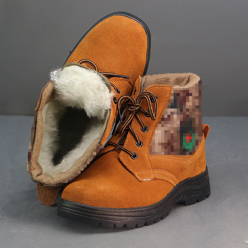 38-주황색 1층 소가죽(강철 헤드가 있는 섬유 울 안감) 파손 방지 강철 헤드