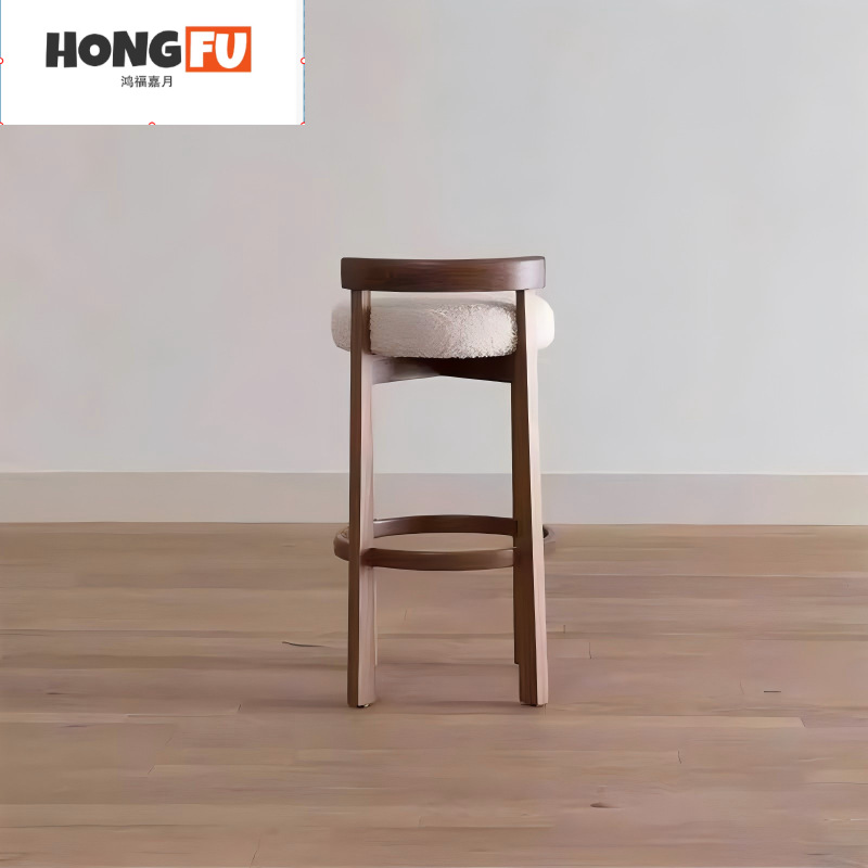 Hongfu Jiayue Home Bar Chair Normcore Solid Wood Modern Simple High Chair Bar Stool High Stool Front Desk Bar