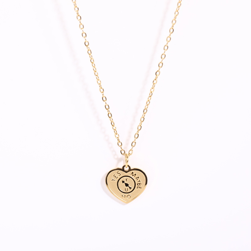 Stainless Steel Simple Letter Heart-shaped Sweater Chain Necklace Wholesale display picture 6