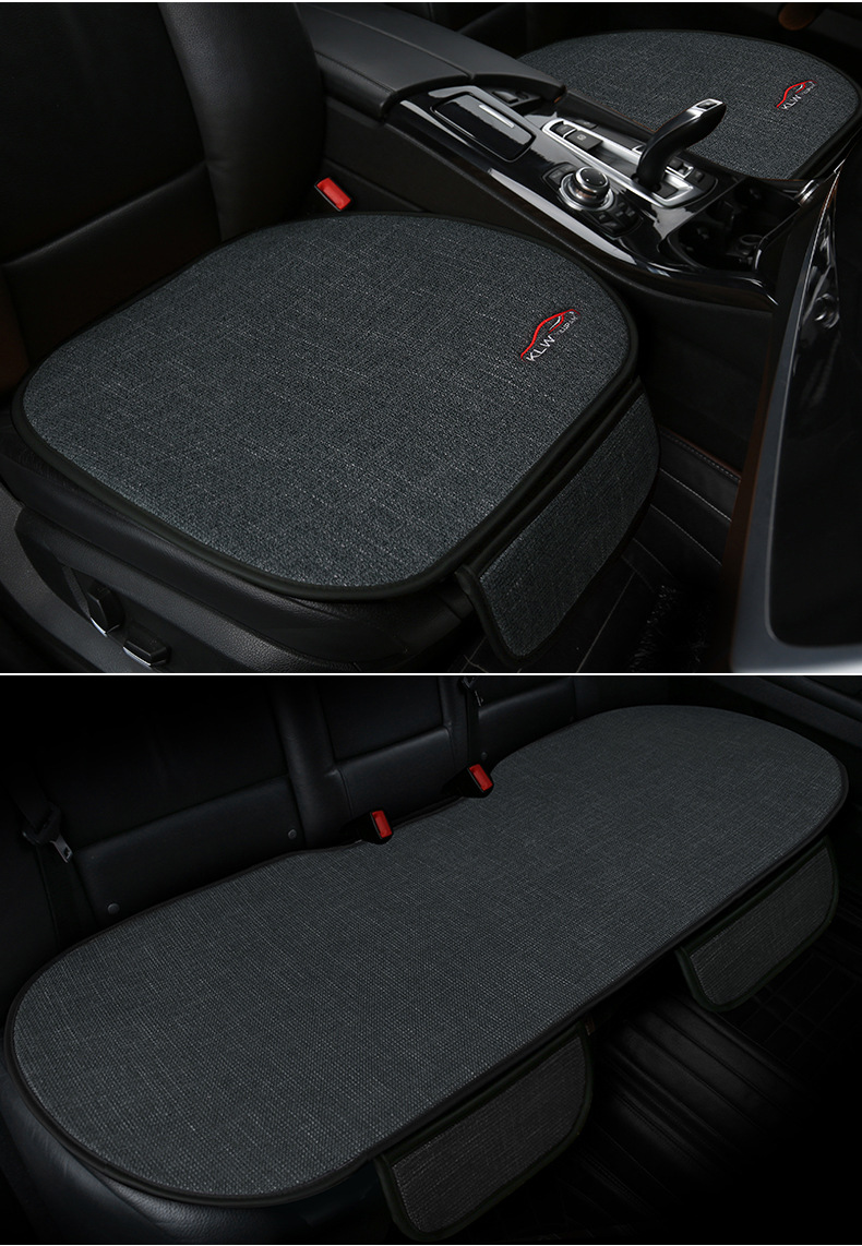 Fabric Four-Season Universal Car Seat Cushion, Breathable Cotton and Linen Seat Cushion, Universal Three-Piece Set, Wholesale and Dropshipping