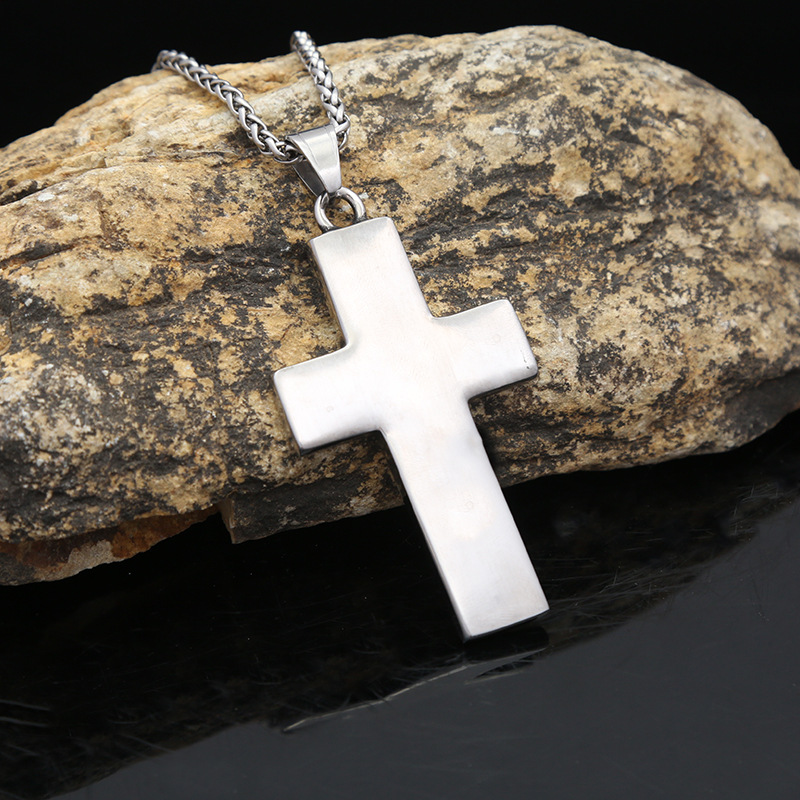Pendentif croix Savior en acier inoxydable, bijou tendance et créatif pour homme_voghion.com