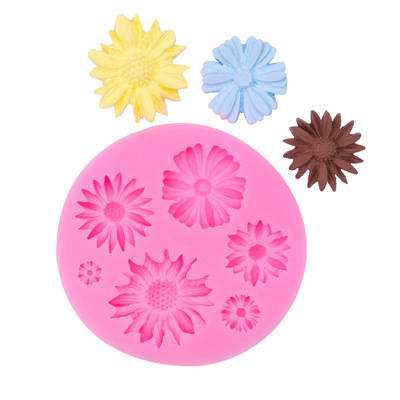 2pcs Sun Flower  chocolate candy Fondant Cake Mould West style snacks Baking Liquid Silicone mold Appliance Kitchen tools