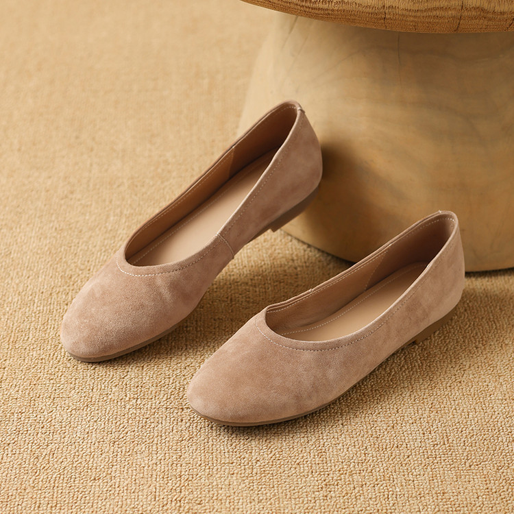 Clearance Sale of Discontinued Sizes: Round-Toe Low-Heel Sheepskin Women's Shoes Dq9173