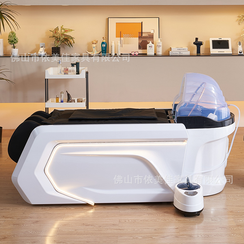 Cama de lavado de cabello de masaje eléctrico inteligente totalmente automática para barbería de alta calidad, cama de tratamiento de cabello especial para salón de peluquería, cama de lavado de circulación de agua