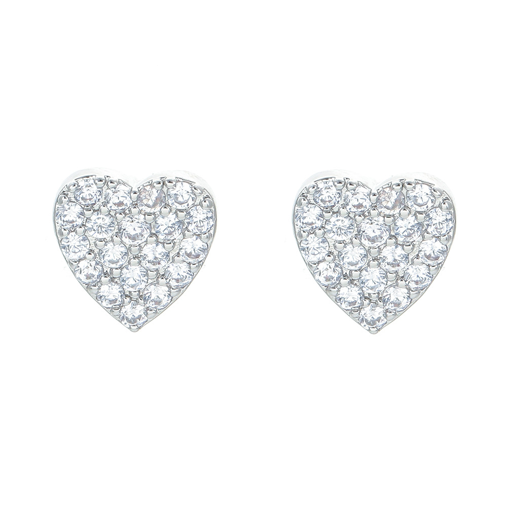 Zircon Inlay Material Fashion Heart Shape Copper Ear Studs Inlay Zircon Copper Earrings