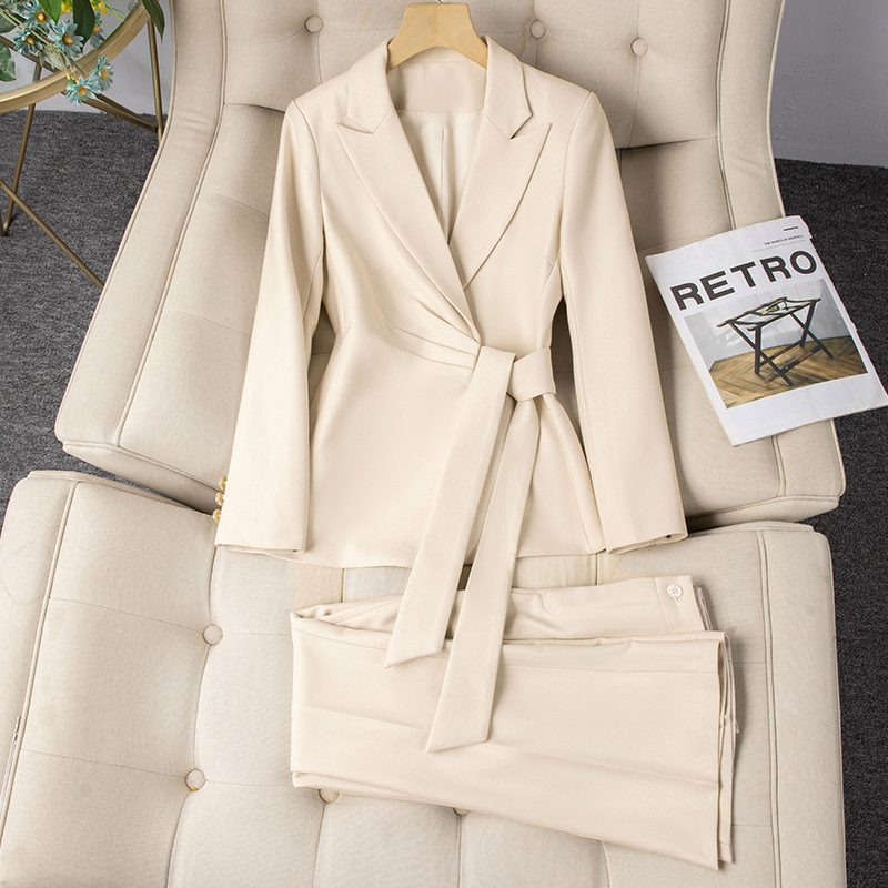 2026 autumn and winter new long-sleeved suit with tie waist, commuter professional host formal slim-fit suit for women