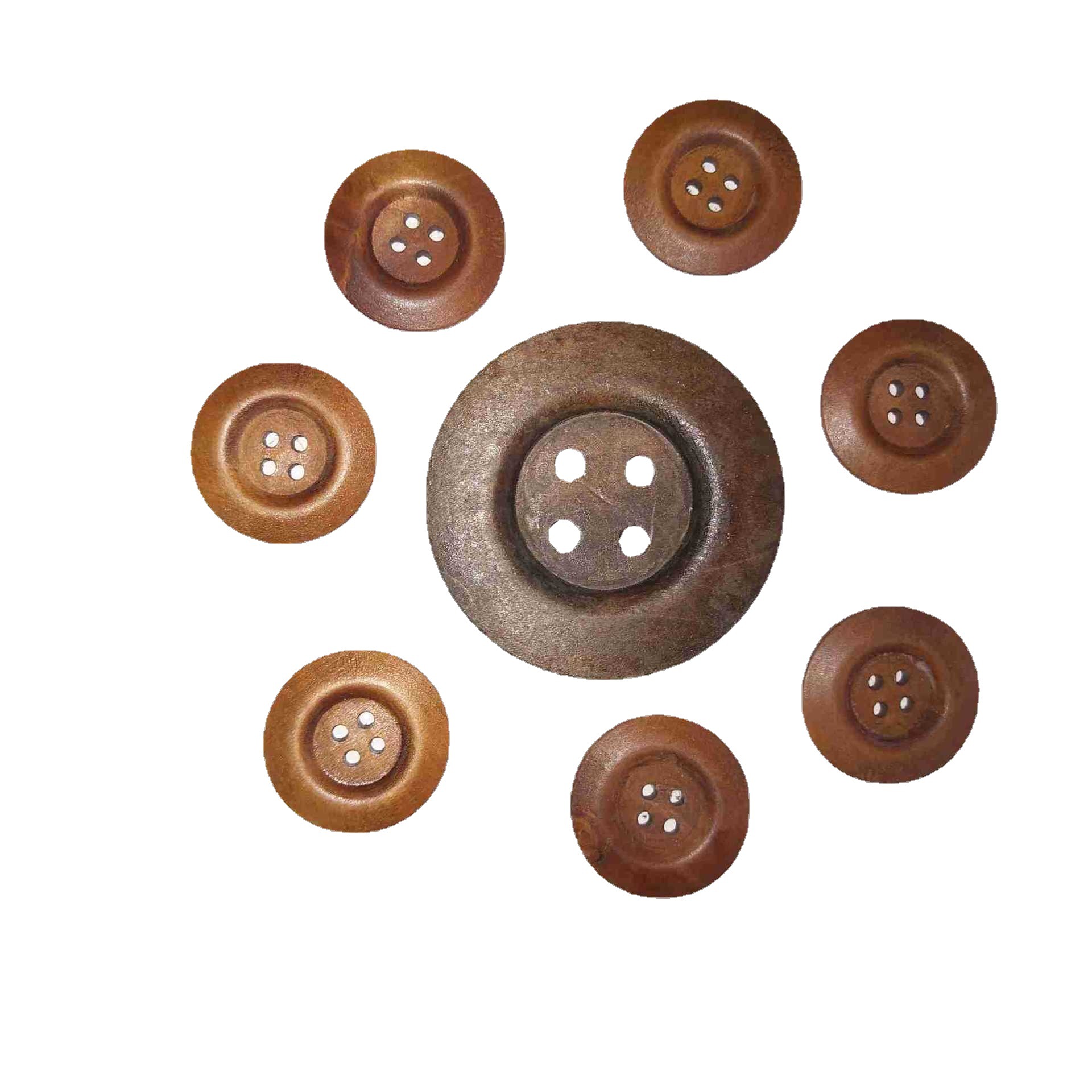 天台维娅厂家 木质小纽扣激光彩绘雕刻diy两孔四眼圆形木头钮扣子