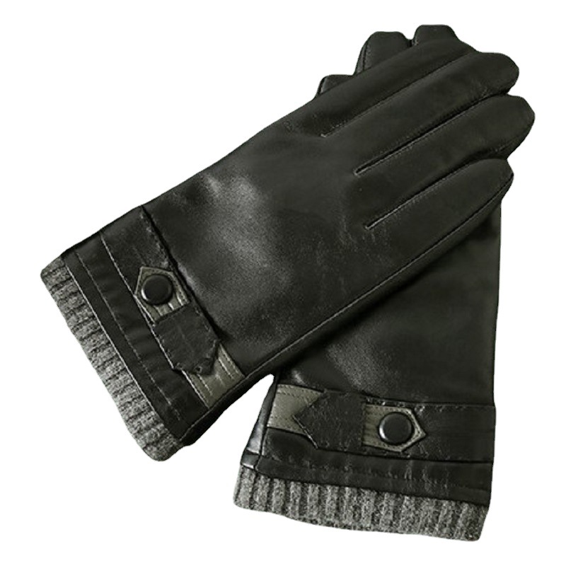 羊皮真皮手套男秋冬季保暖加绒加厚户外骑行开车手套触屏分指手套