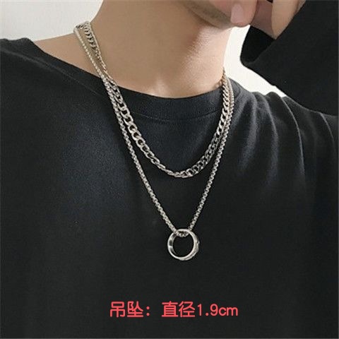 Collier croix double couche pour homme, style hip-hop européen et américain, tendance Instagram, design de niche, cubain_voghion.com