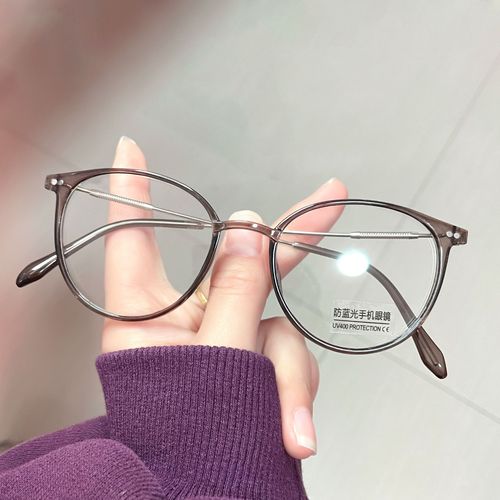 New TR90 anti-blue light flat mirror retro round frame Internet celebrity plain myopia glasses frame radiation protection glasses batch