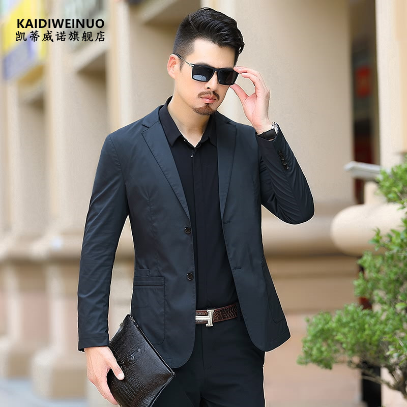 2021 긴 소매 청소년 슬림 핏 세트 남자의 한국 스타일 봄과 가을 재킷 남성 캐주얼 비즈니스 면 세트 재고