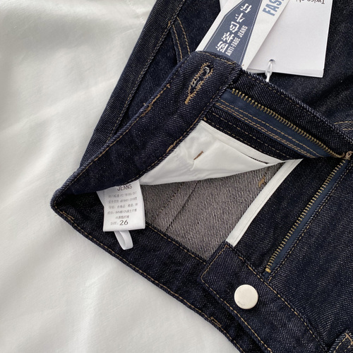 [Premium Original Cowhide] Fade-resistant ~ Navy Blue Back Split Spring/Summer High-waisted Mid-length Denim Retro Skirt