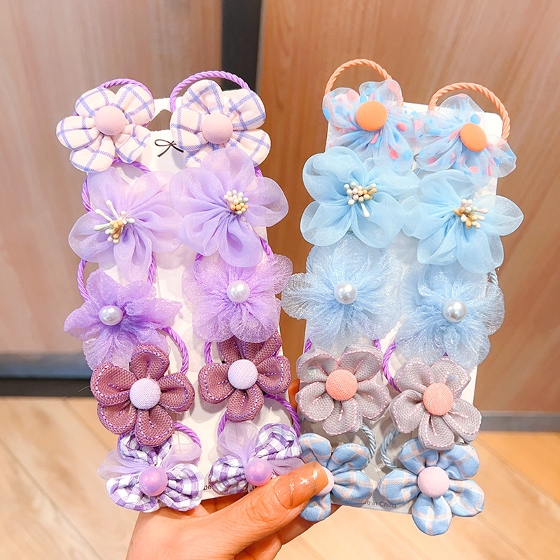 Nuevo traje de cuerda de pelo de flor de malla para niños no duele accesorios para el cabello anillo de pelo de bebé cuerda de lazo princesa tocado al por mayor