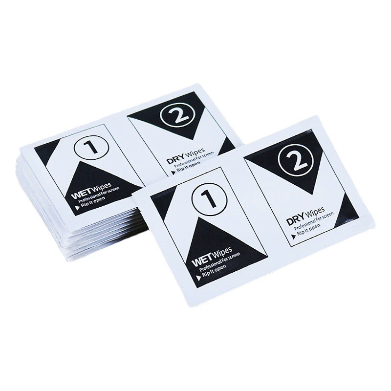 Спиртовые салфетки черно-белые, английский язык, 12 шт., сухие и влажные салфетки, инструменты для защиты экрана телефона, очистка экрана, сухие и влажные спиртовые салфетки оптом