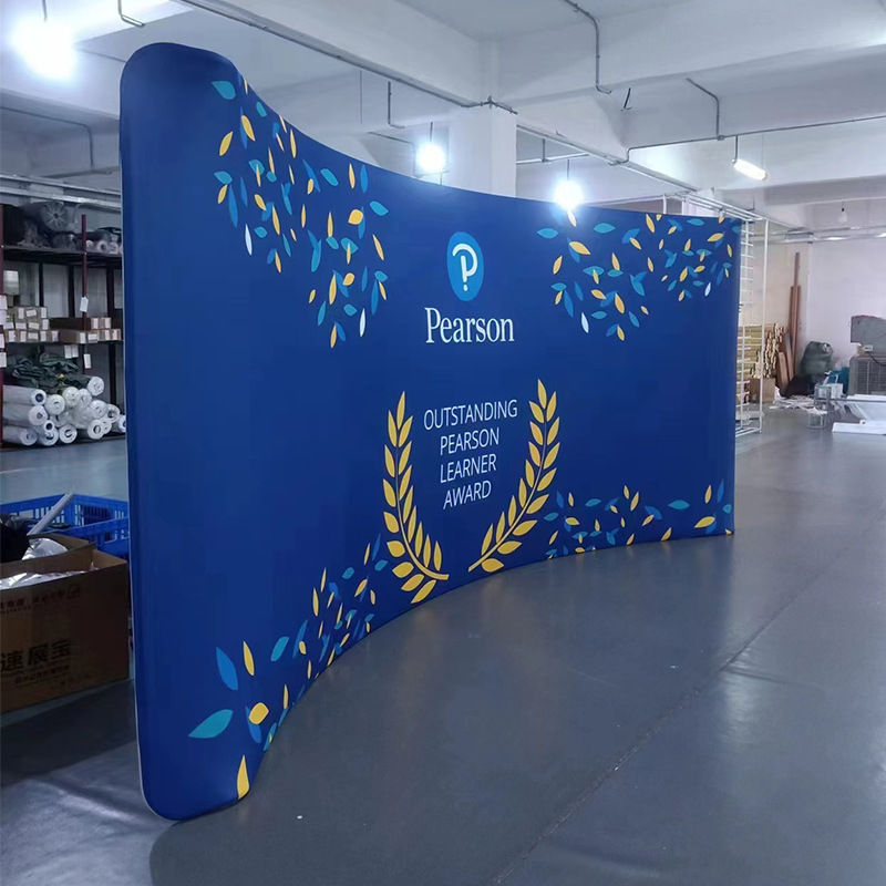 Exhibition Curved S-Shaped Fast Curtain Show Background Display Stand Heat Transfer Fabric Event Advertising Stand Exhibition Background Stand