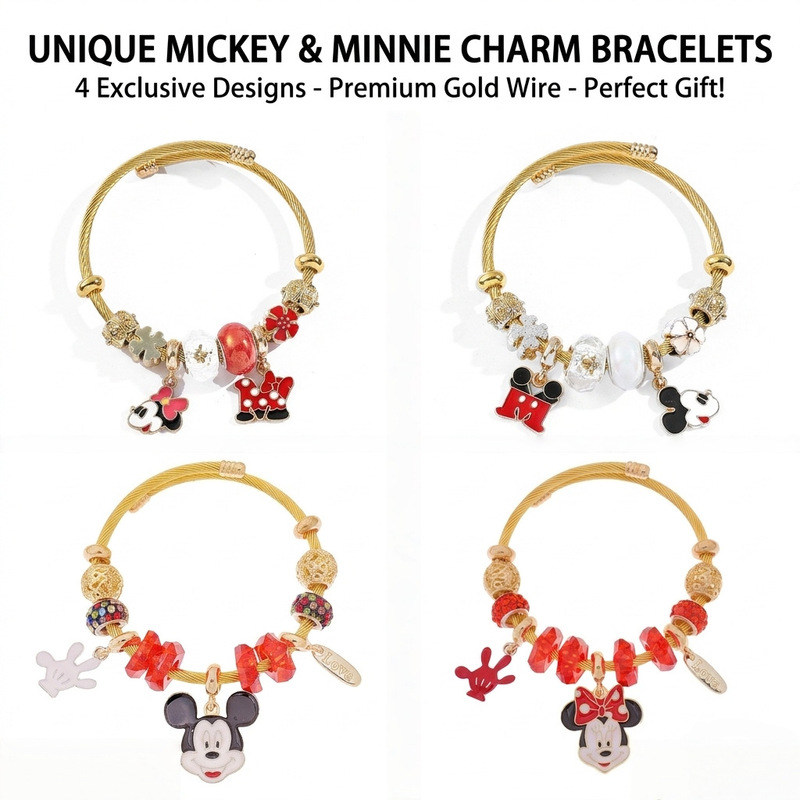 Disney Mickey and Minnie Beaded Bracelets, Pan-Style Wire Rope Bracelets, Niche Design, Cross-Border Popular Accessories Disney Mickey and Minnie Beaded Bracelets, Pan-Style Wire Rope Bracelets, Niche Design, Cross-Border Popular Accessories