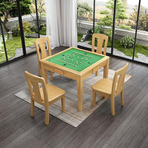 Modern simple solid wood mahjong table Chinese style dining table two-hand rub home chess table square chess table and chairs
